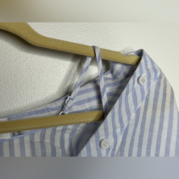 Mustard Seed Women's Off-Shoulder Swim Coverup or Tunic  Light Blue White Stripe - Picture 3 of 6